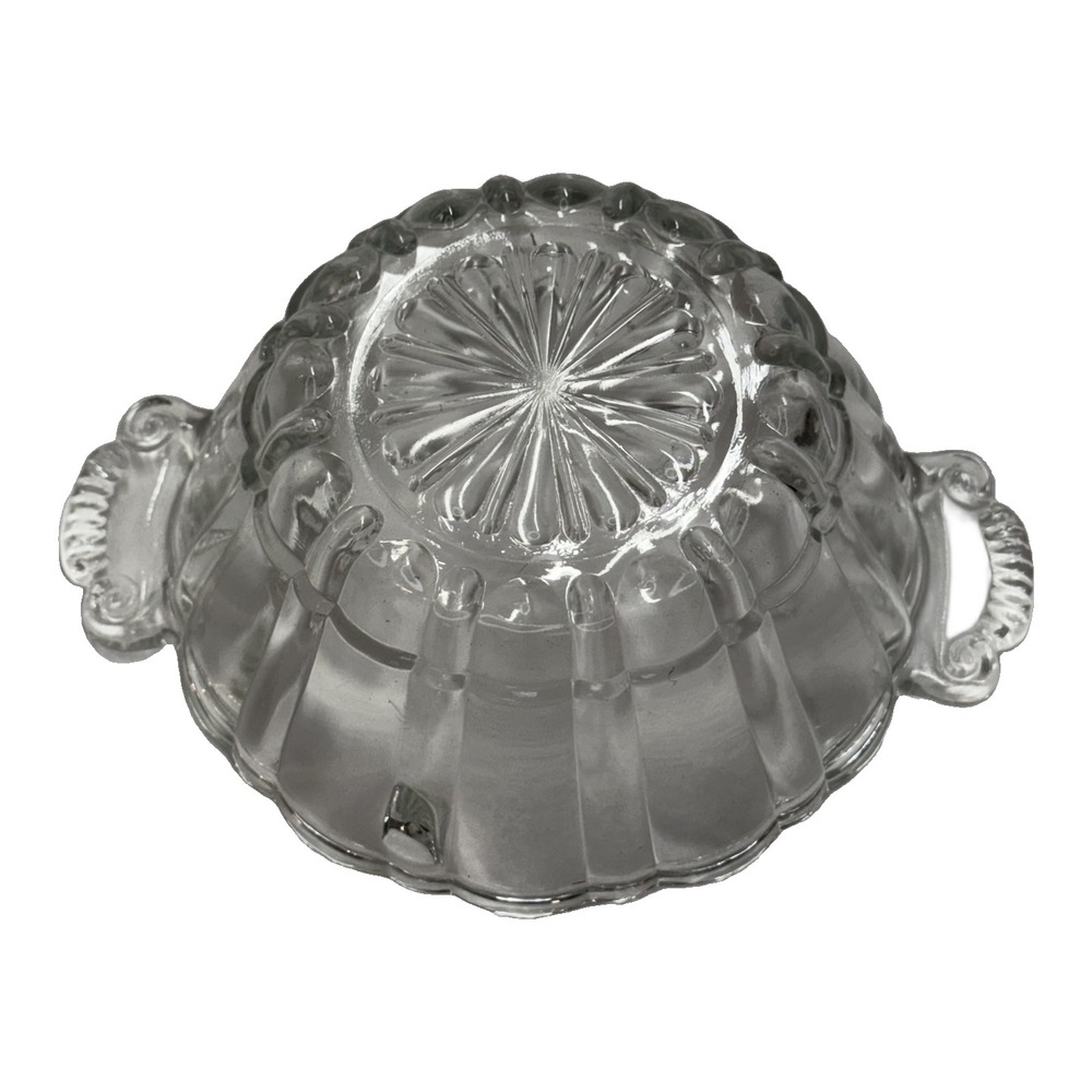 Vintage Pressed Glass Candy Dish Footed Bowl Scroll Handles - Picture 4 of 8